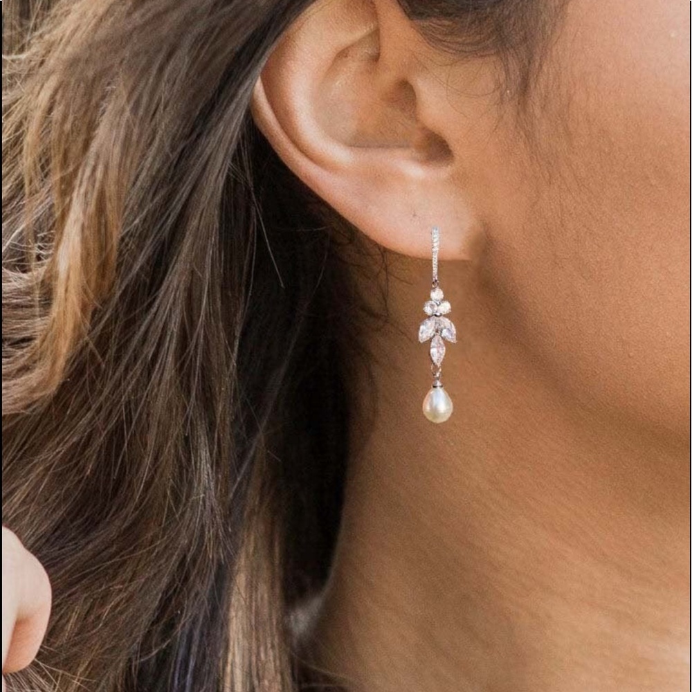 Pearl/Diamond Bridal Earrings